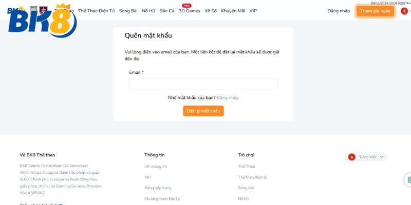 Đăng Nhập BK8 - Thông Tin Cần Thiết Dành Cho Tân Thủ 2 Các bước hướng dẫn đổi mật khẩu mới khi quên